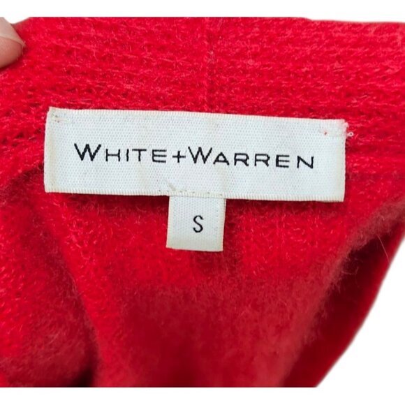 White + Warren - Cashmere Ribbed V Neck Sweater in Auburn Red Size S - Picture 6 of 10